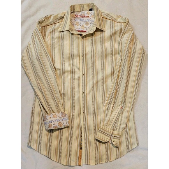 Robert Graham Other - ROBERT GRAHAM MENS YELLOW STRIPED FLIP CUFF LONG SLEEVE BUTTONDOWN SIZE 2XLT